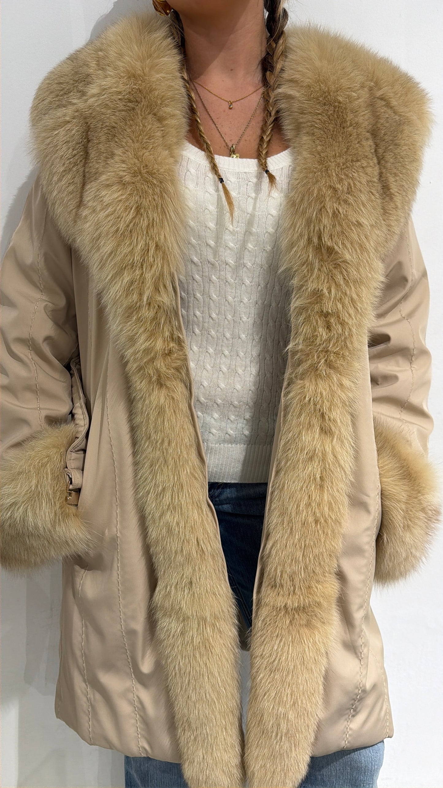 Insane Vintage Y2K 70s Style Afghan Suede Coat In Beige With Fur