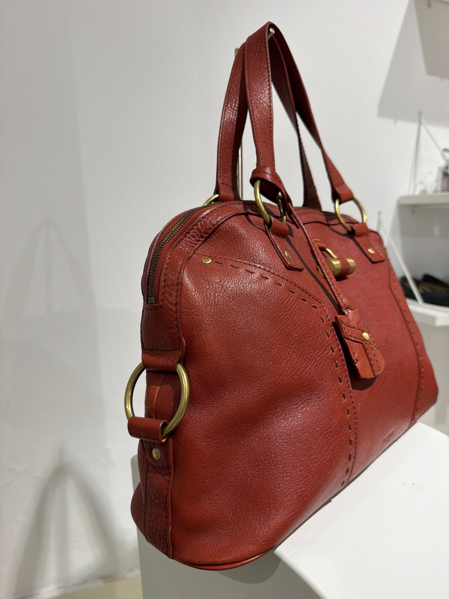 Archive Vintage Y2K Yves Saint Lauren Muse Bag In Red As Seen On Ashley Olsen