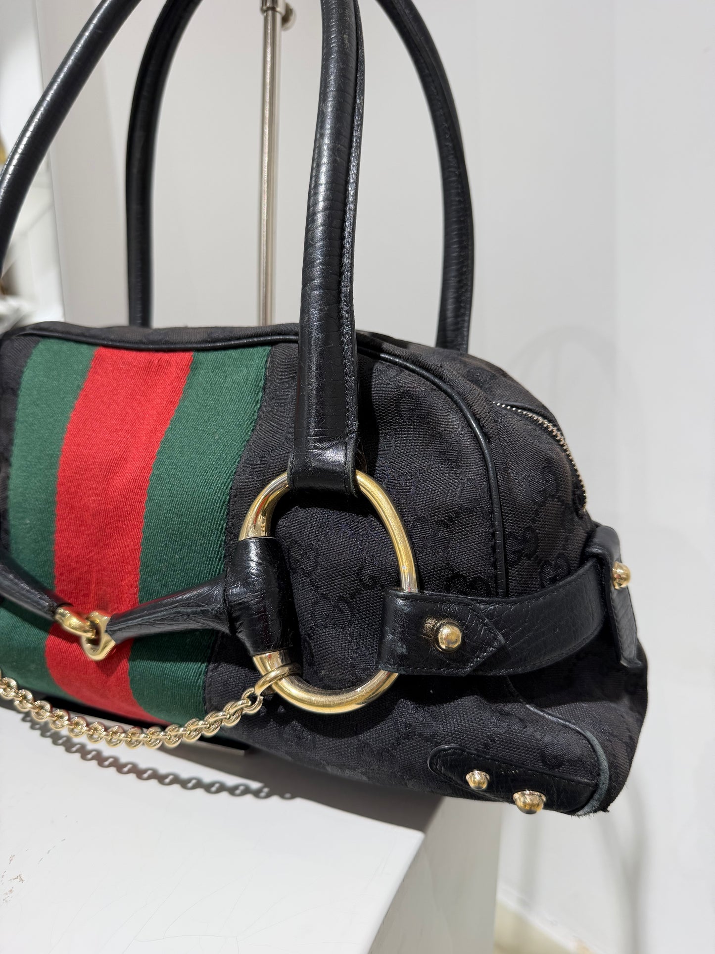 Unique Vintage Late 90s Gucci By Tom Ford Horsebit Shoulder Bag