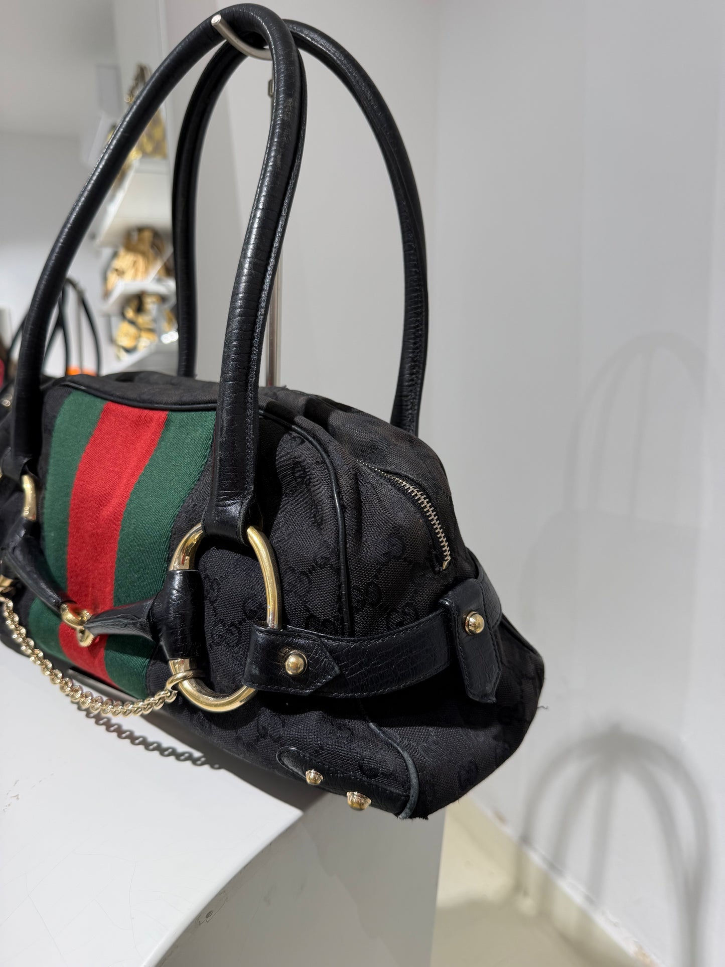 Unique Vintage Late 90s Gucci By Tom Ford Horsebit Shoulder Bag