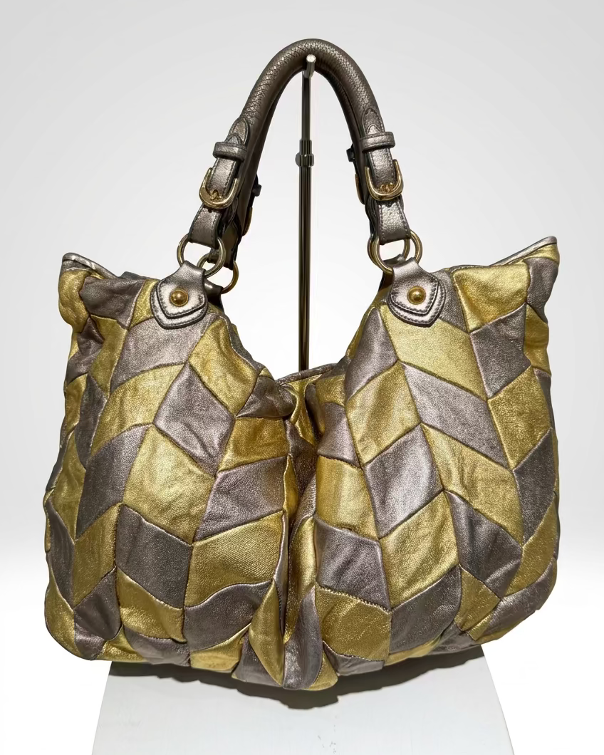 Rare Vintage 00s Miu Miu Braided Gold And Silver Maxi Bag