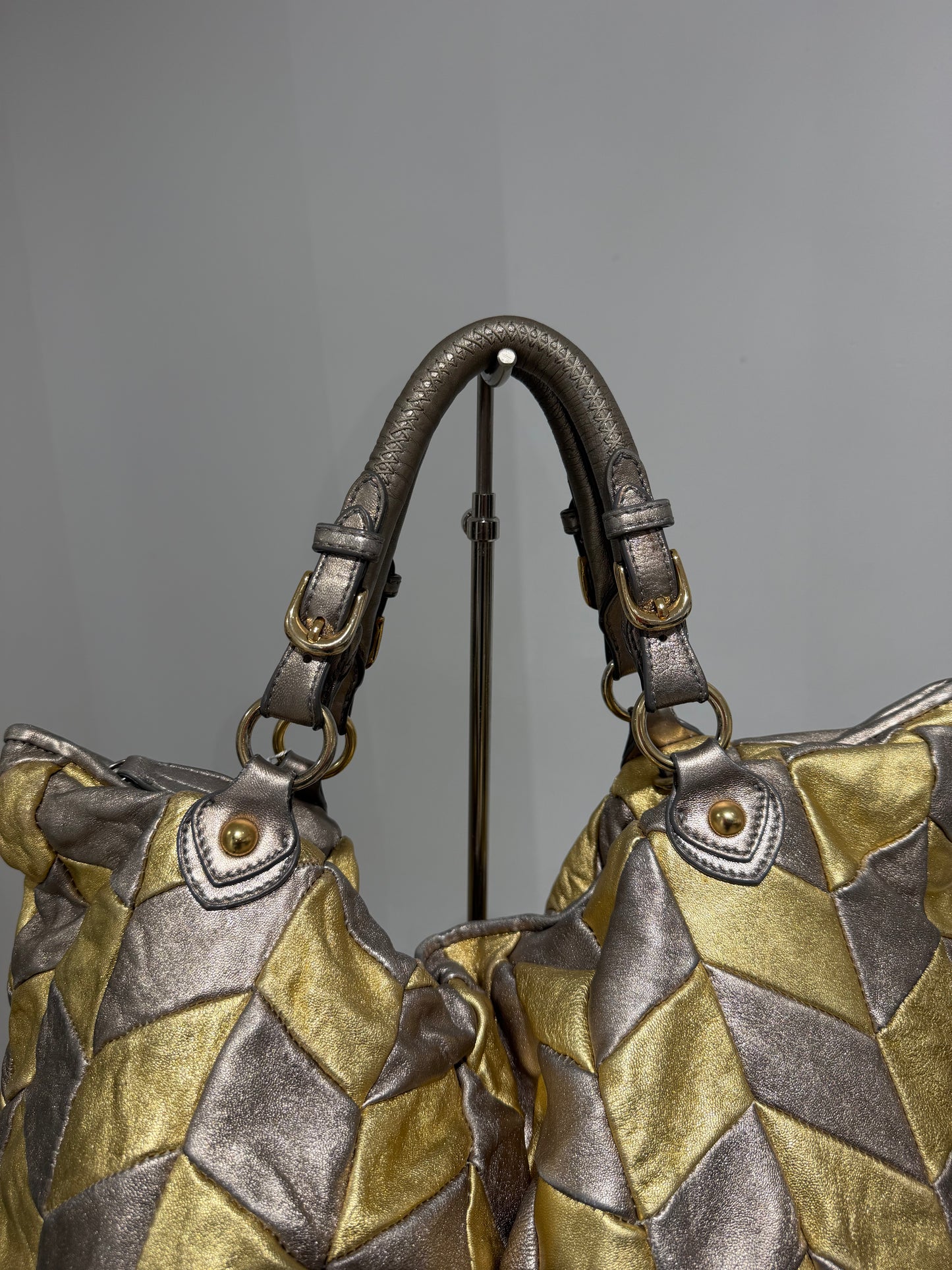 Rare Vintage 00s Miu Miu Braided Gold And Silver Maxi Bag