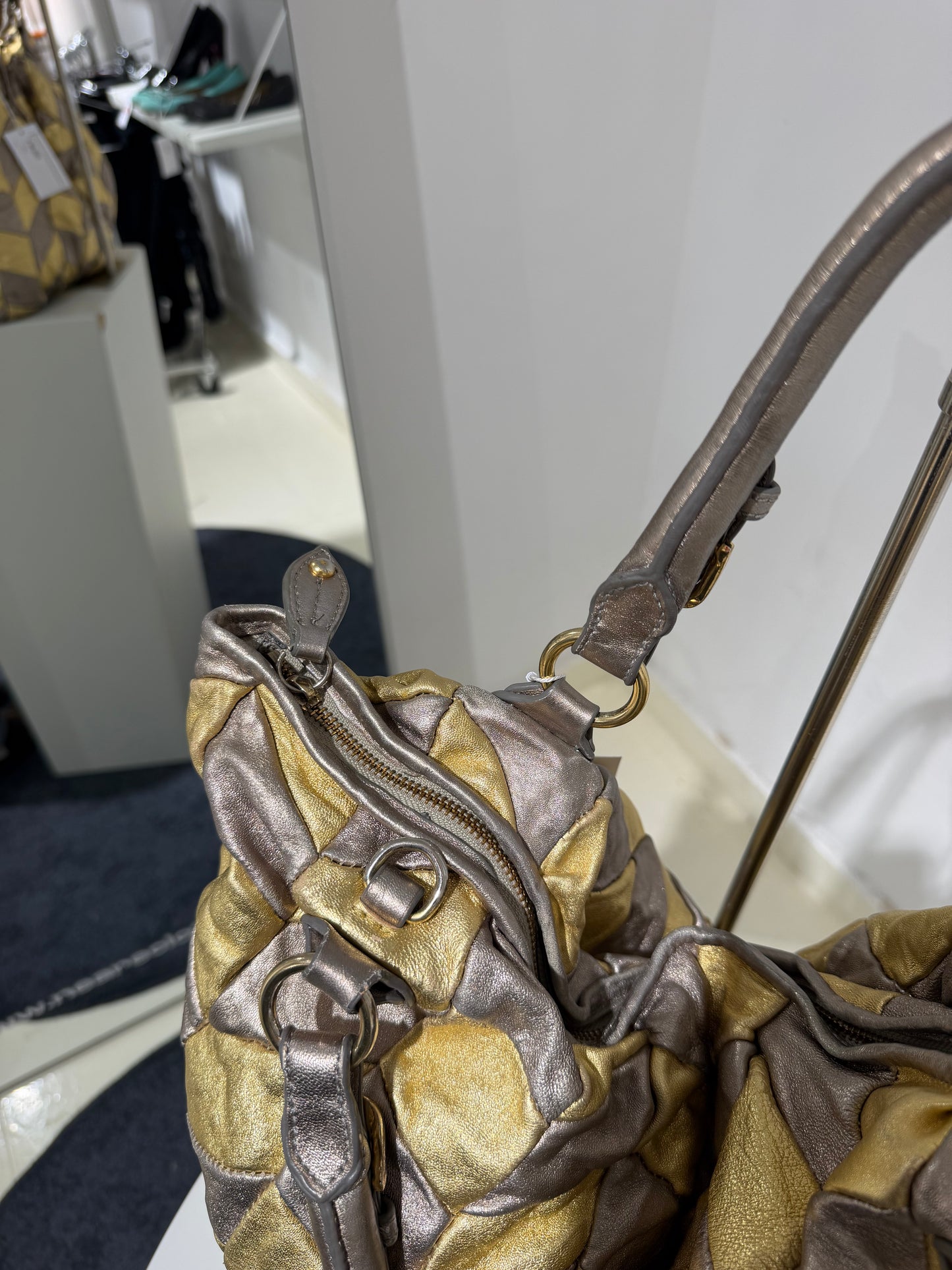 Rare Vintage 00s Miu Miu Braided Gold And Silver Maxi Bag