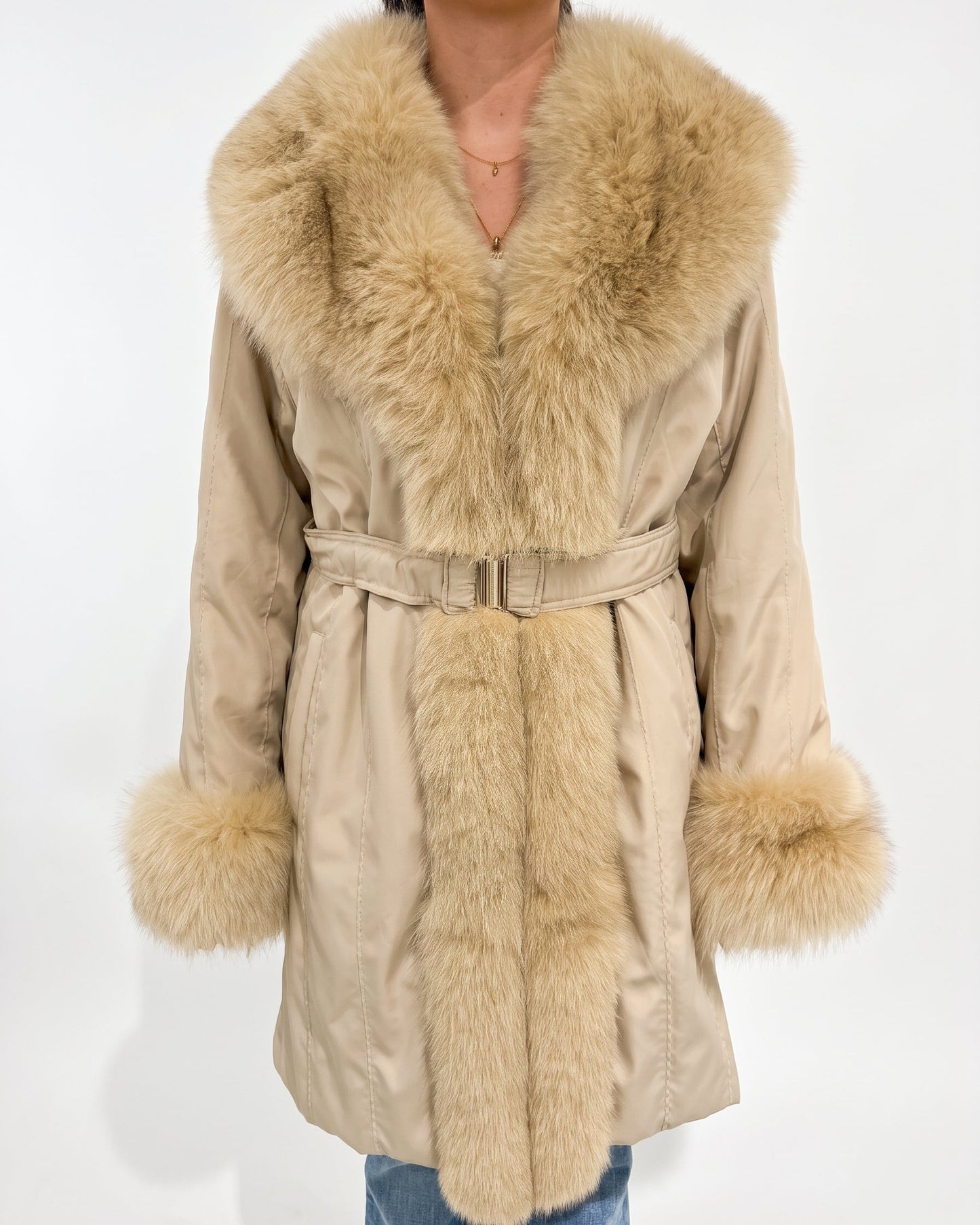 Insane Vintage Y2K 70s Style Afghan Suede Coat In Beige With Fur
