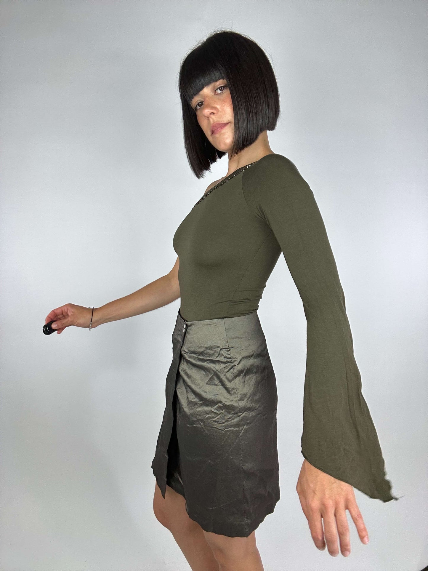 Vintage 00s Corporate Siren Shimmery  Mini Skirt
