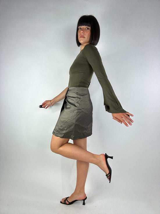 Vintage 00s Corporate Siren Shimmery  Mini Skirt