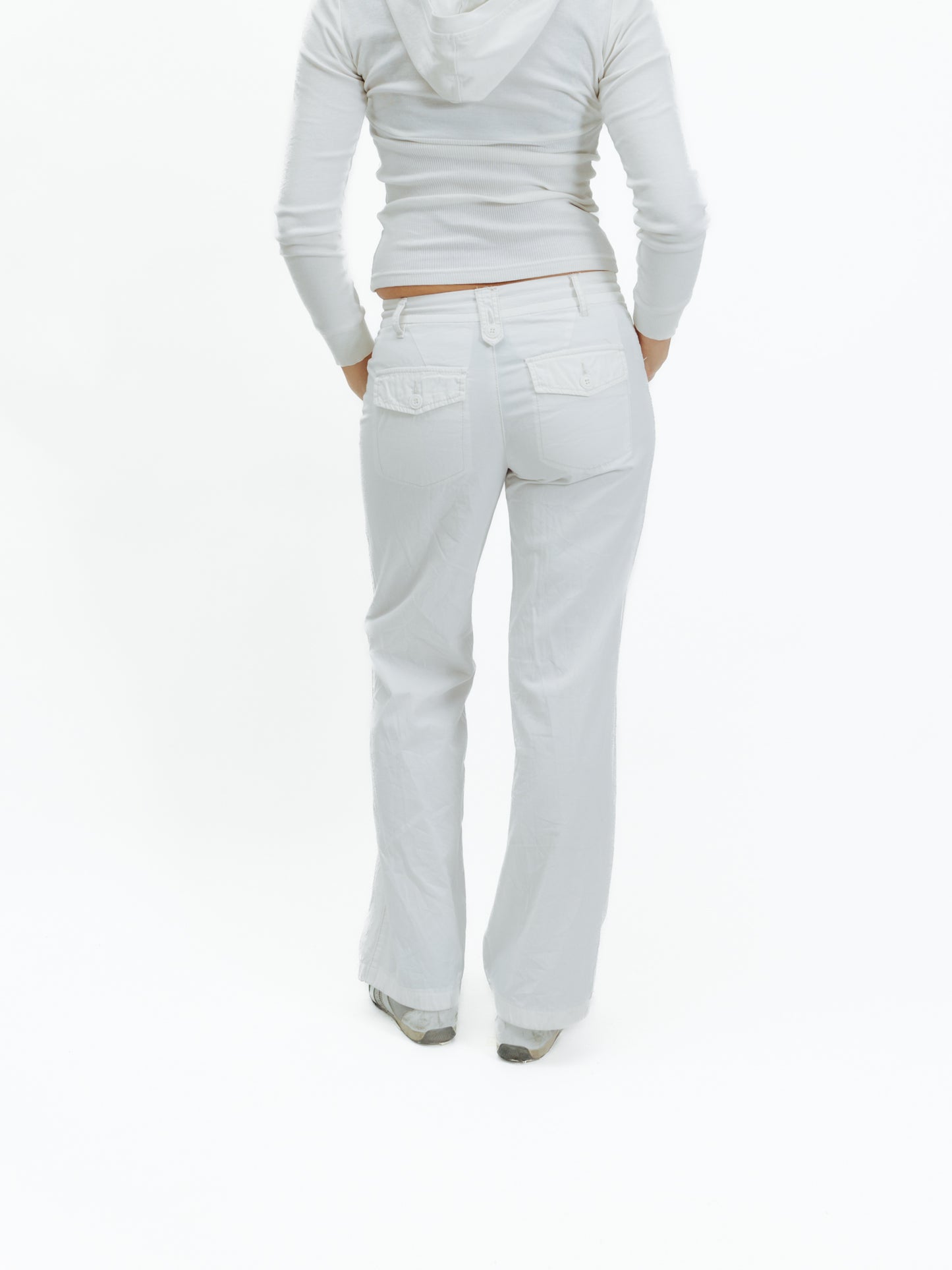 Vintage 00s Cargo Low Rise White Pants