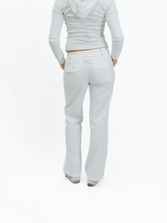 Vintage 00s Cargo Low Rise White Pants