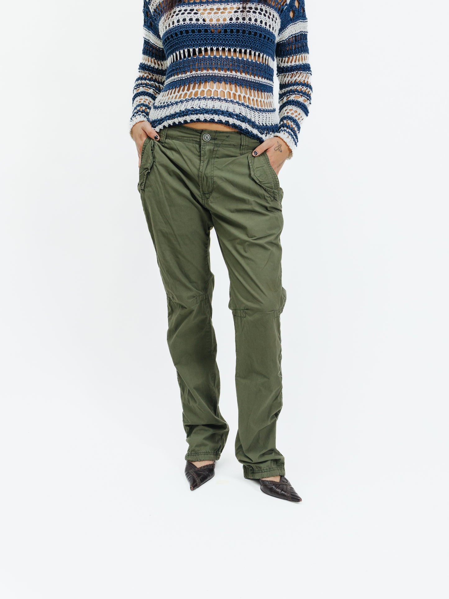 Vintage 00s Low Rise Green Cargo Pants