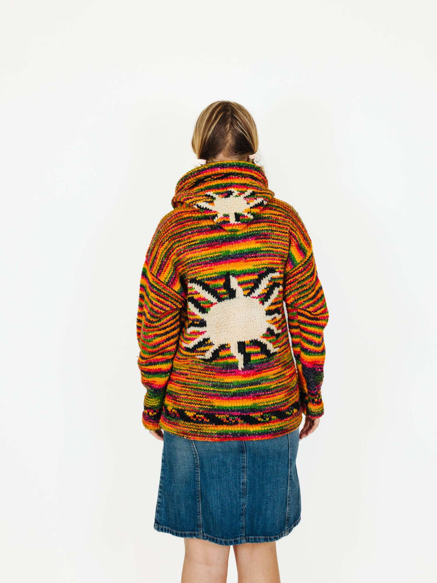 Unique Vintage 90s Boho Colorful Knitted Jacket