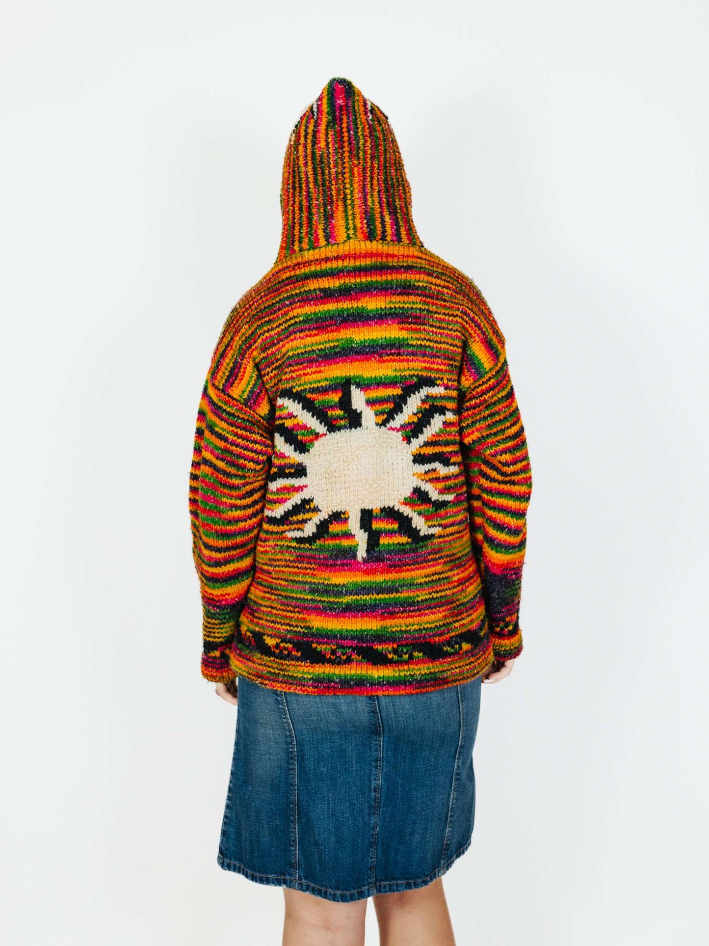 Unique Vintage 90s Boho Colorful Knitted Jacket