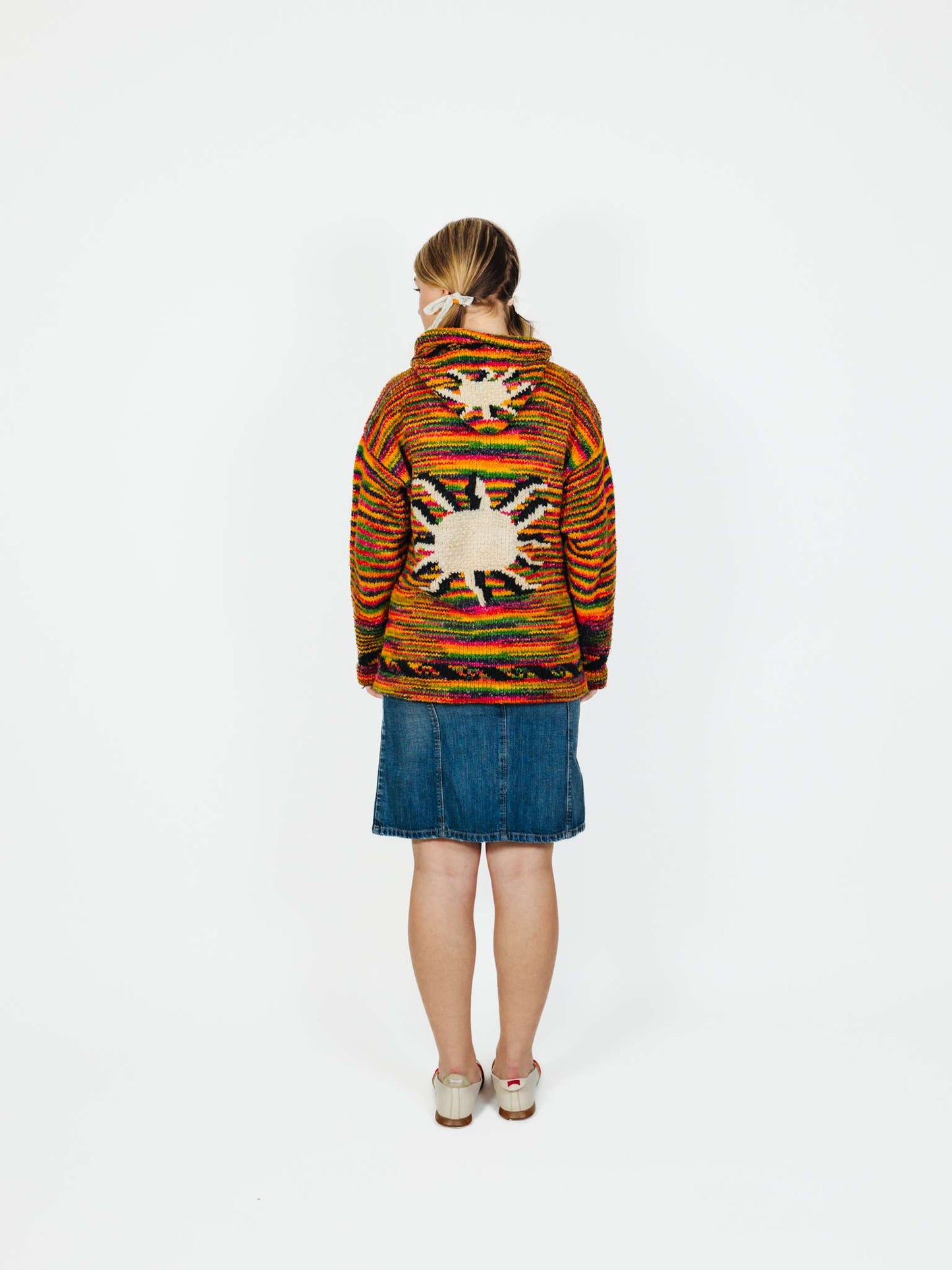 Unique Vintage 90s Boho Colorful Knitted Jacket