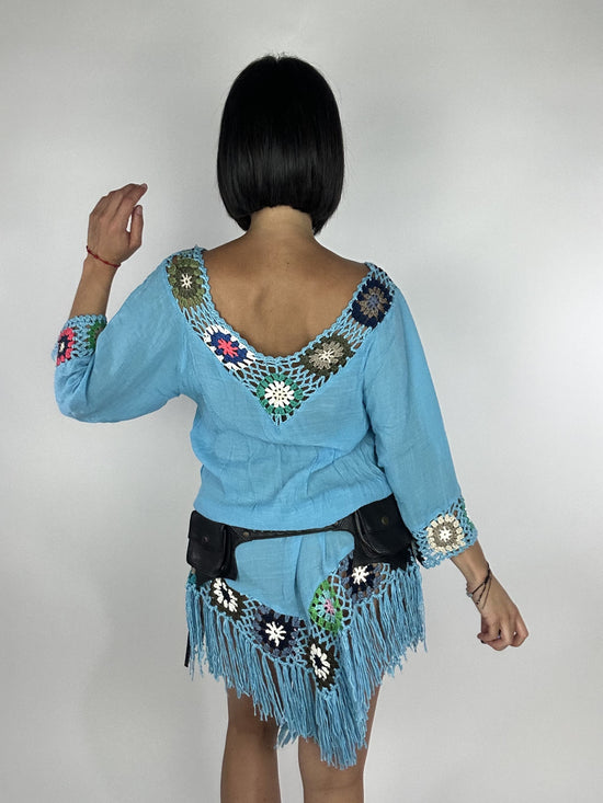 Vestido Vintage Estilo Boho Detalles Crochet Años 2000