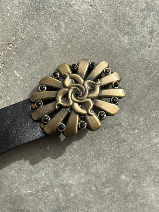 Vintage 00s Belt with Metal Large Flower Buckle