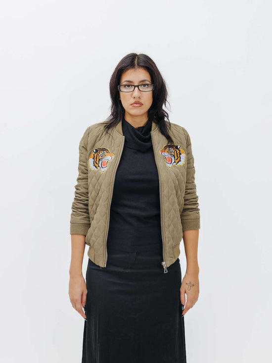 Vintage 00s Bomber With Embroidered Tigers