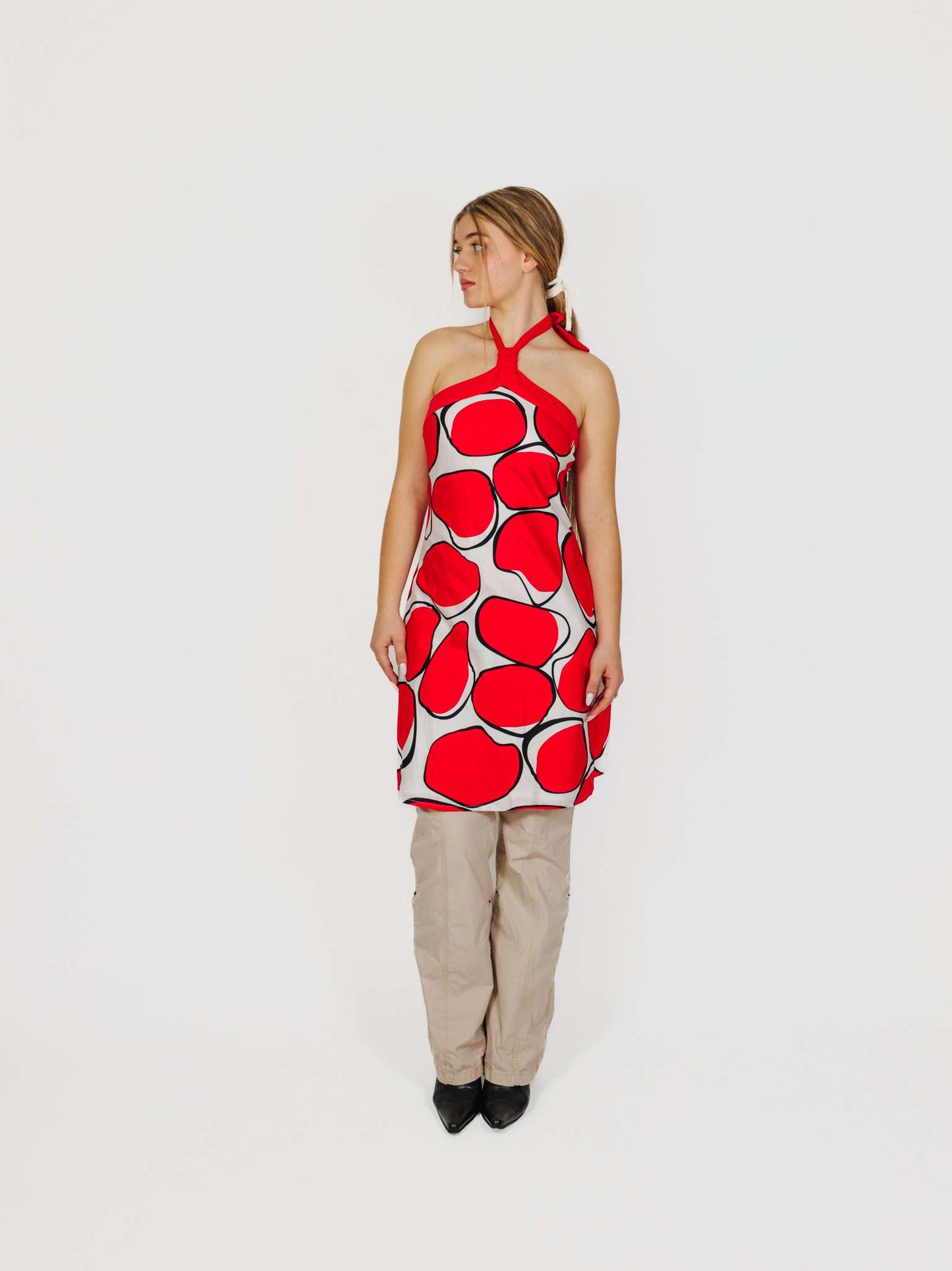 Vintage 00s Geometric Print Retro Midi Dress