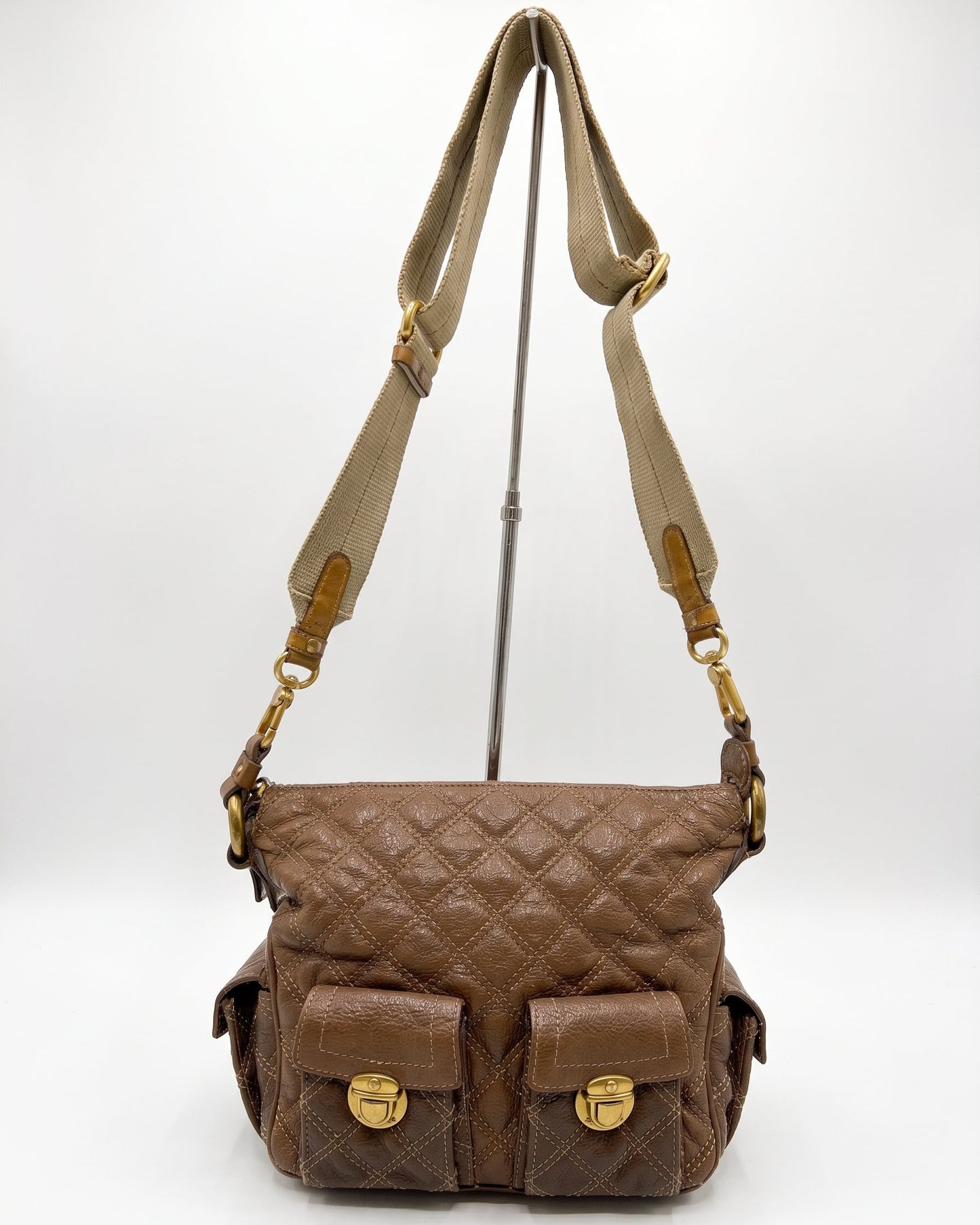 Vintage 00s Marc Jacobs Stam Crossbody Bag In Light Brown