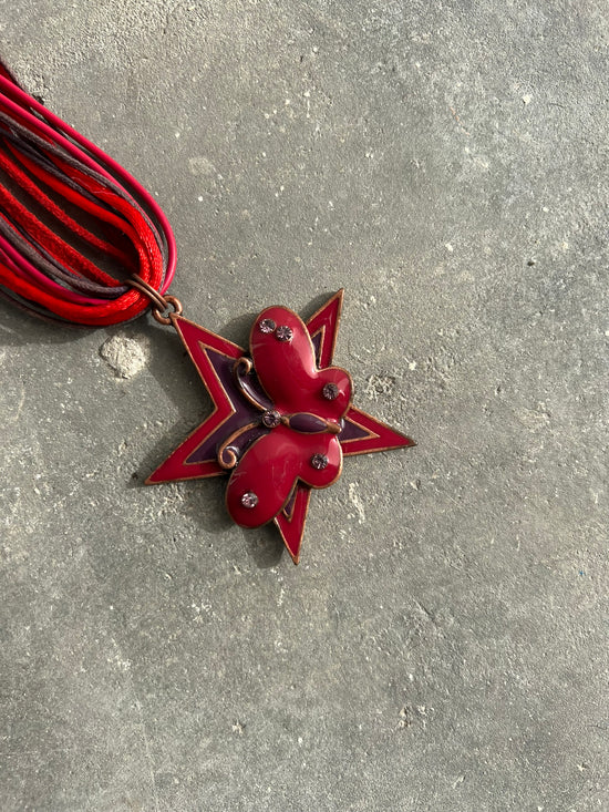 Vintage Y2K Star Butterfly Leather Necklace