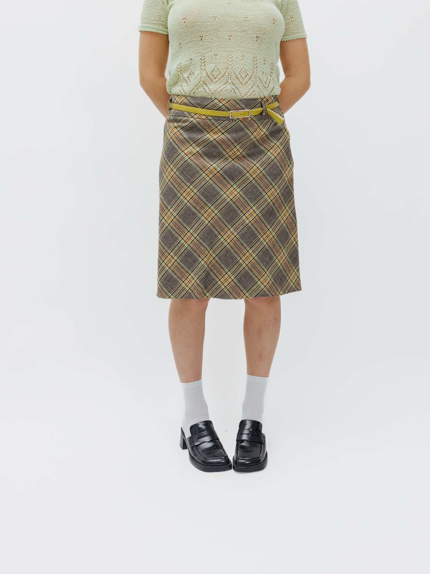 Vintage 90s Checkered Eclectic Grandpa Midi Skirt