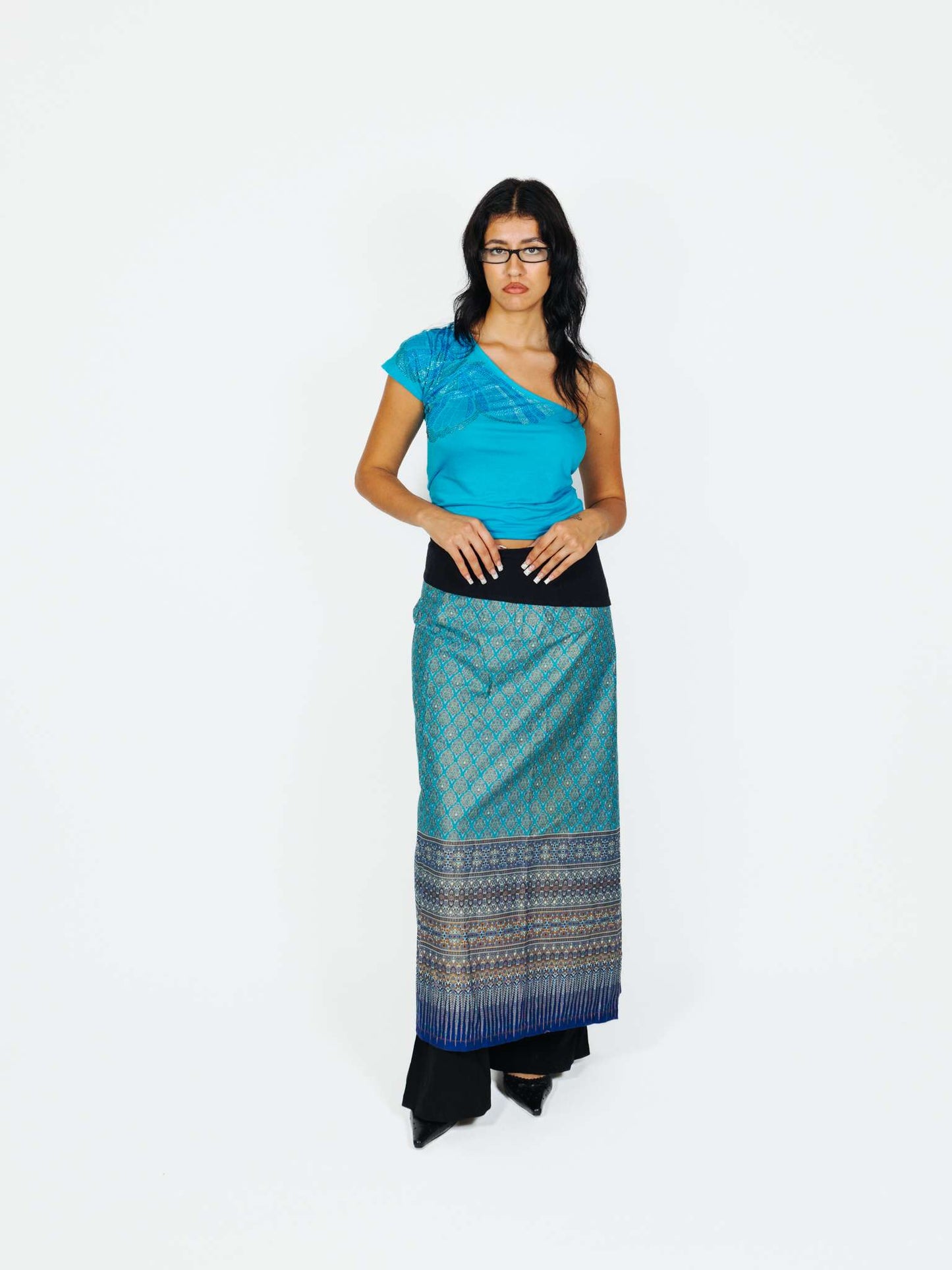 Vintage 90s Ethnic Indian Wrap Long Skirt