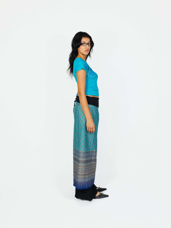 Vintage 90s Ethnic Indian Wrap Long Skirt