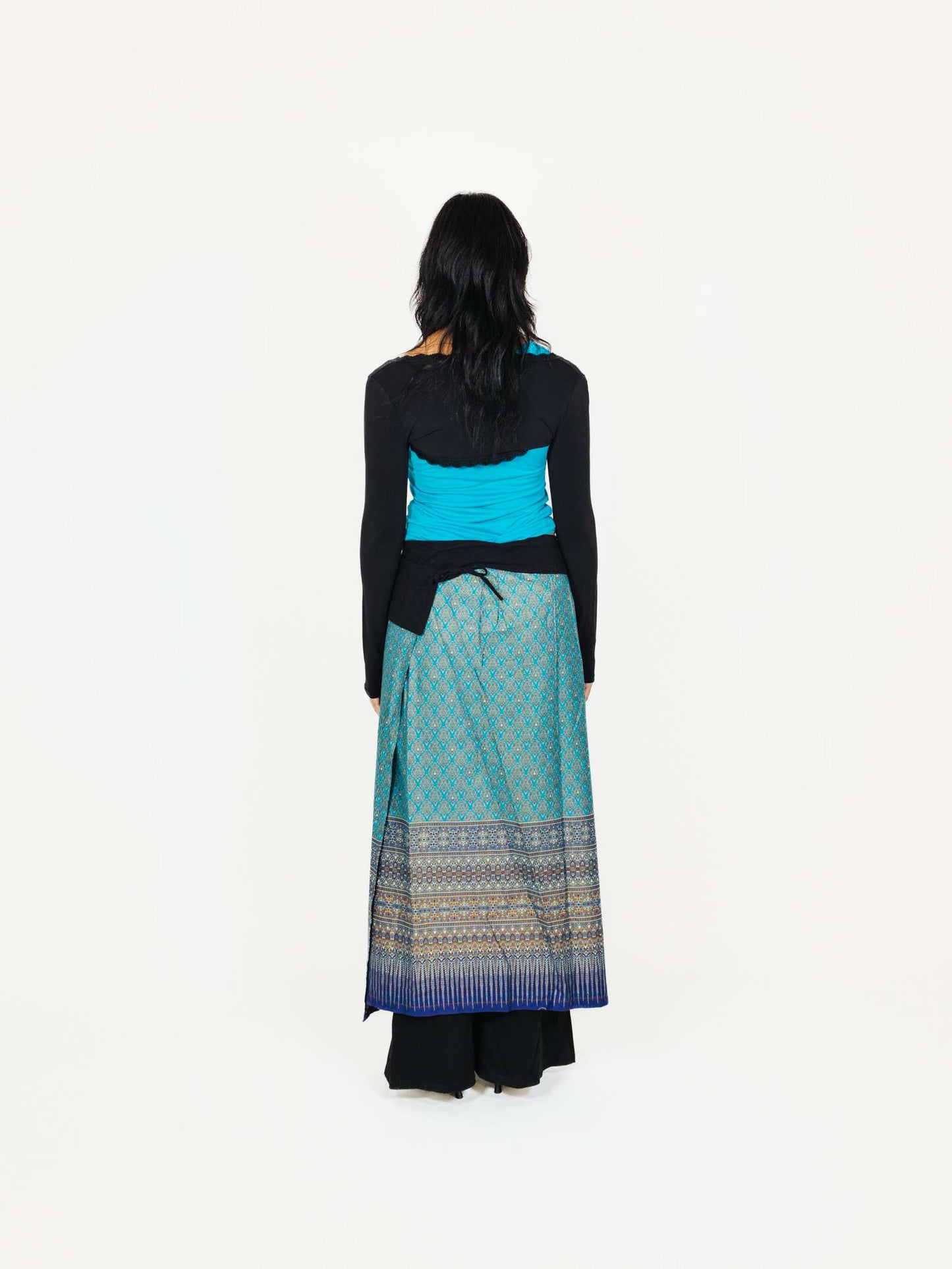 Vintage 90s Ethnic Indian Wrap Long Skirt