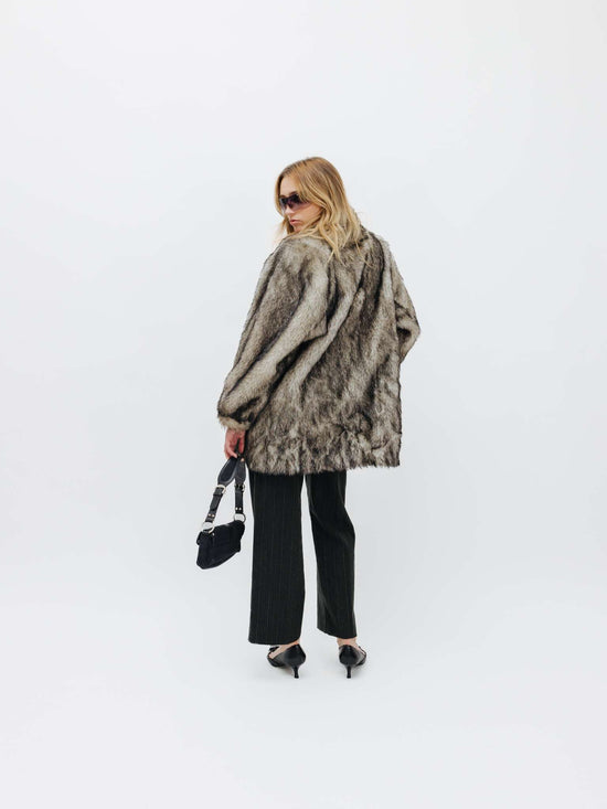Vintage 90s Indie Sleaze Faux Fur Oversized Coat