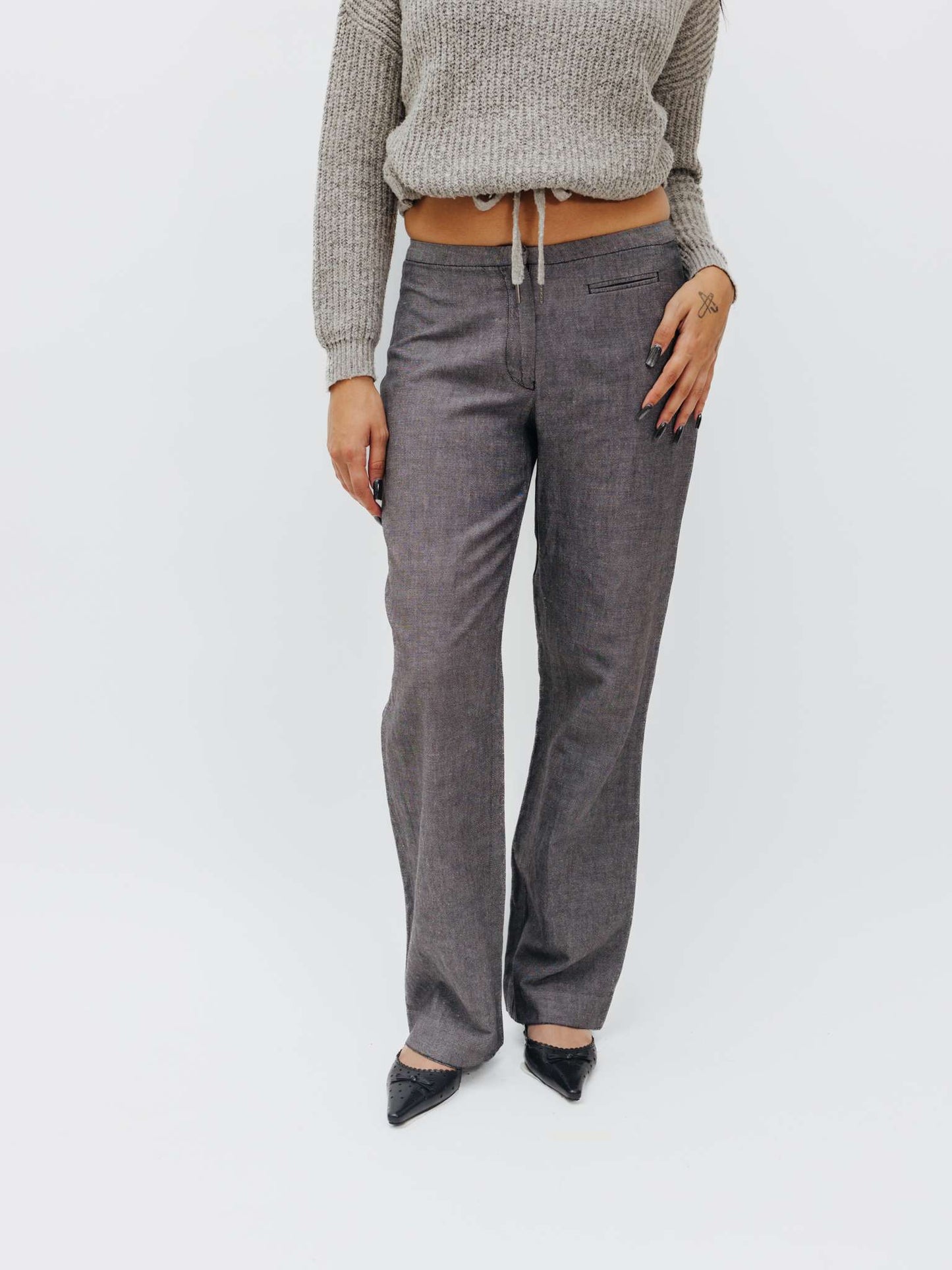 Vintage 90s Minimalism Low Rise Linen Pants