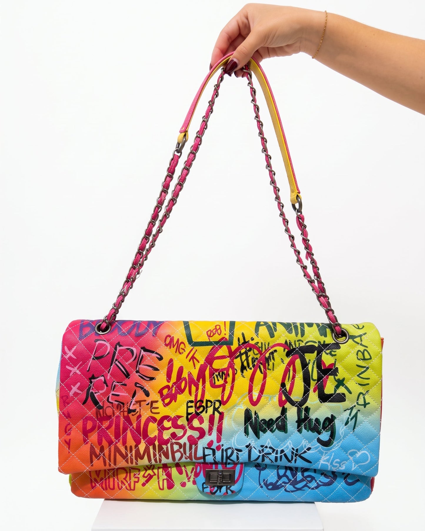 Vintage Y2K Graffity Chanel Inspired Chained Crossbody Bag
