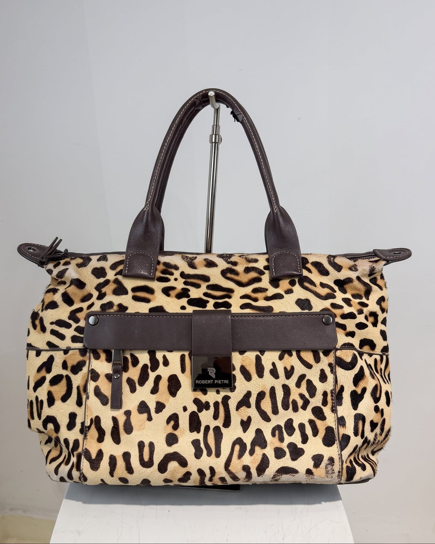 Vintage Y2K Italian Style Leopard Maxi Leather Bag