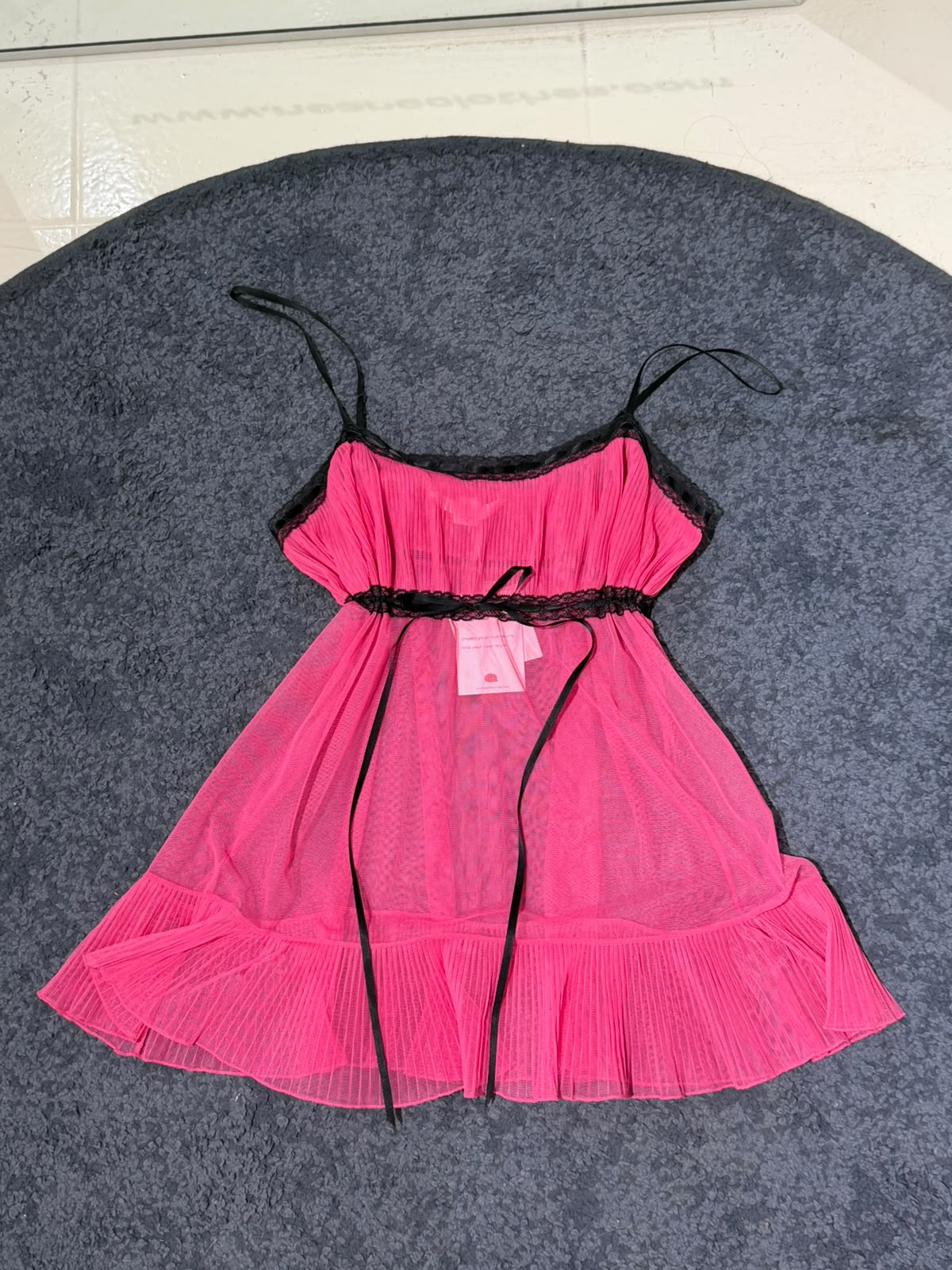 Vintage 00s Victoria Secret Addison Rae Style Ruched Dark Pink Baby Doll Mini Dress