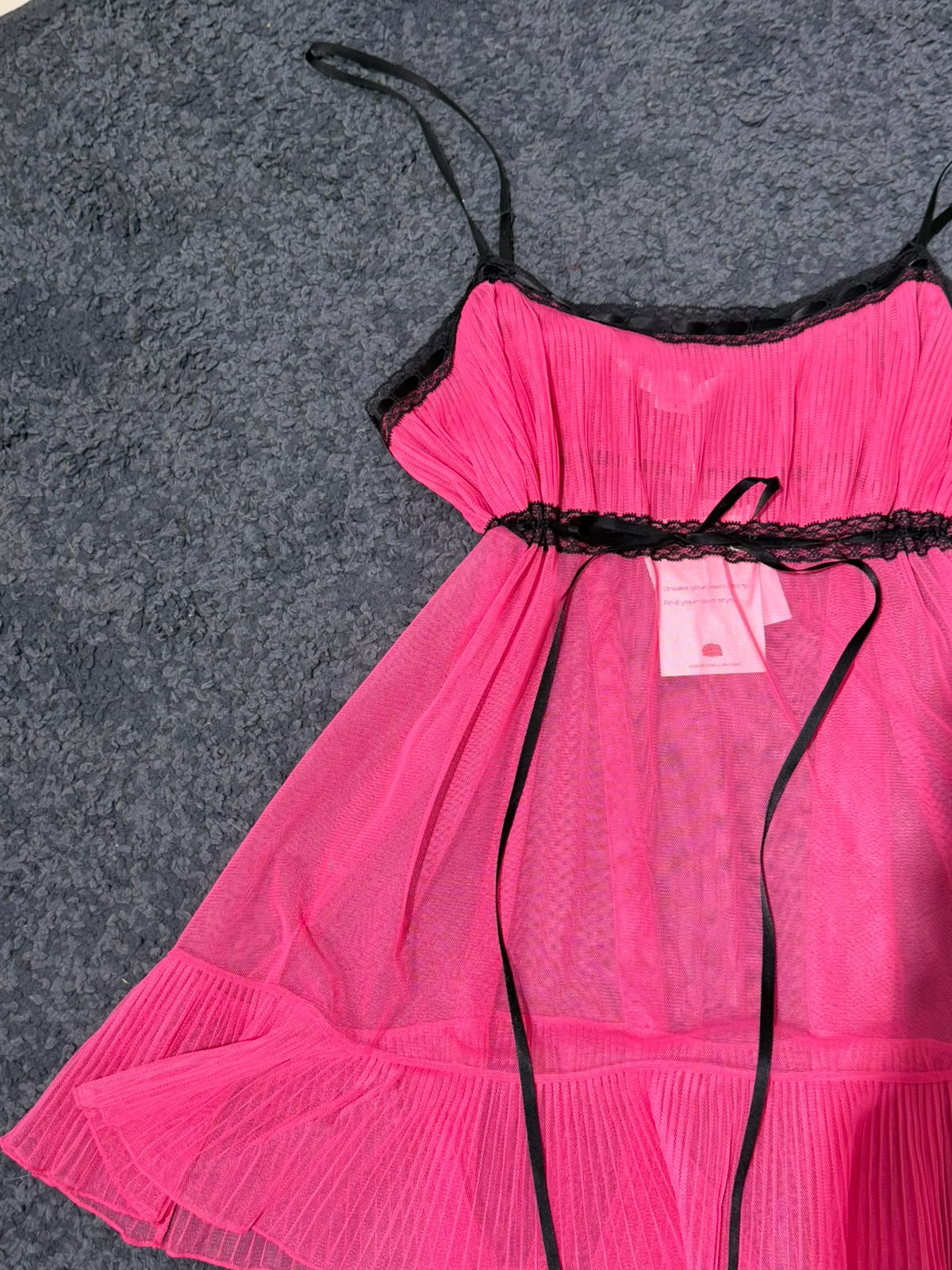 Vintage 00s Victoria Secret Addison Rae Style Ruched Dark Pink Baby Doll Mini Dress