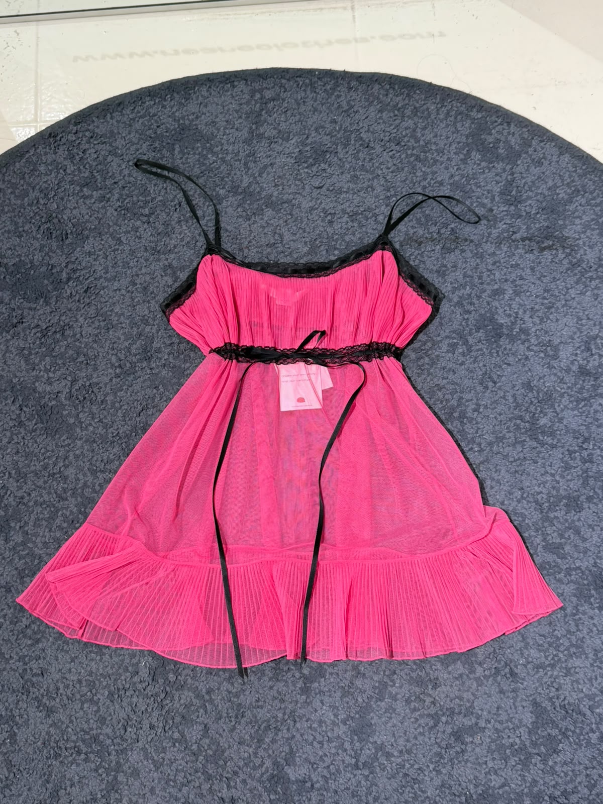 Vintage 00s Victoria Secret Addison Rae Style Ruched Dark Pink Baby Doll Mini Dress