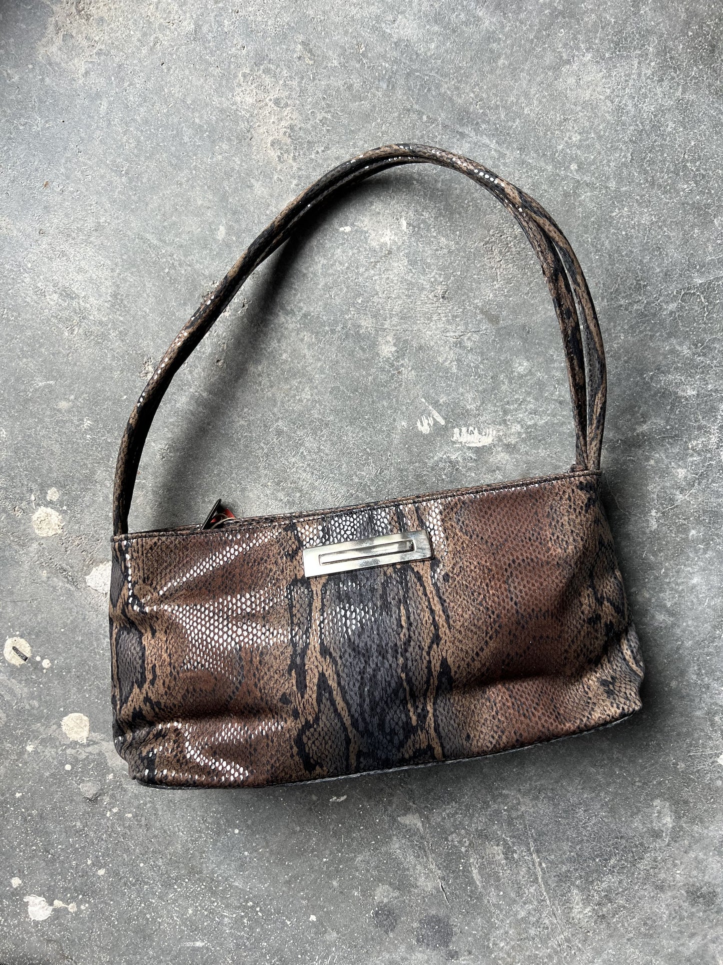 Vintage Y2K Faux Snake Skin Baguette Bag