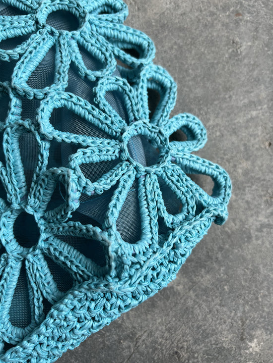 Vintage 90s Floral Crochet Bag