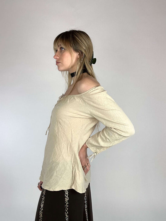 Vintage Boho Style Blouse With Boat Neck 2000s