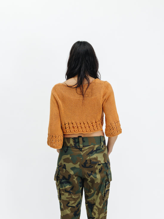 Vintage 00s Boho Style Knitted Cropped Jacket