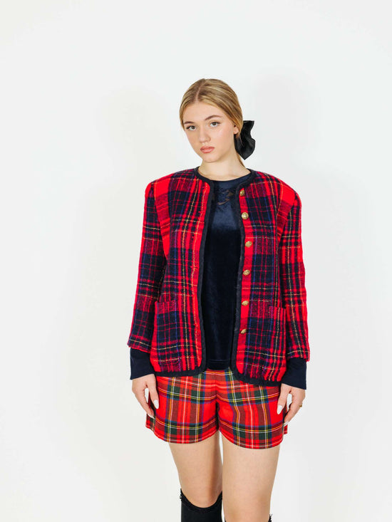 Vintage 90s Old Money Checkered Wool Jacket (It's giving Chanel)