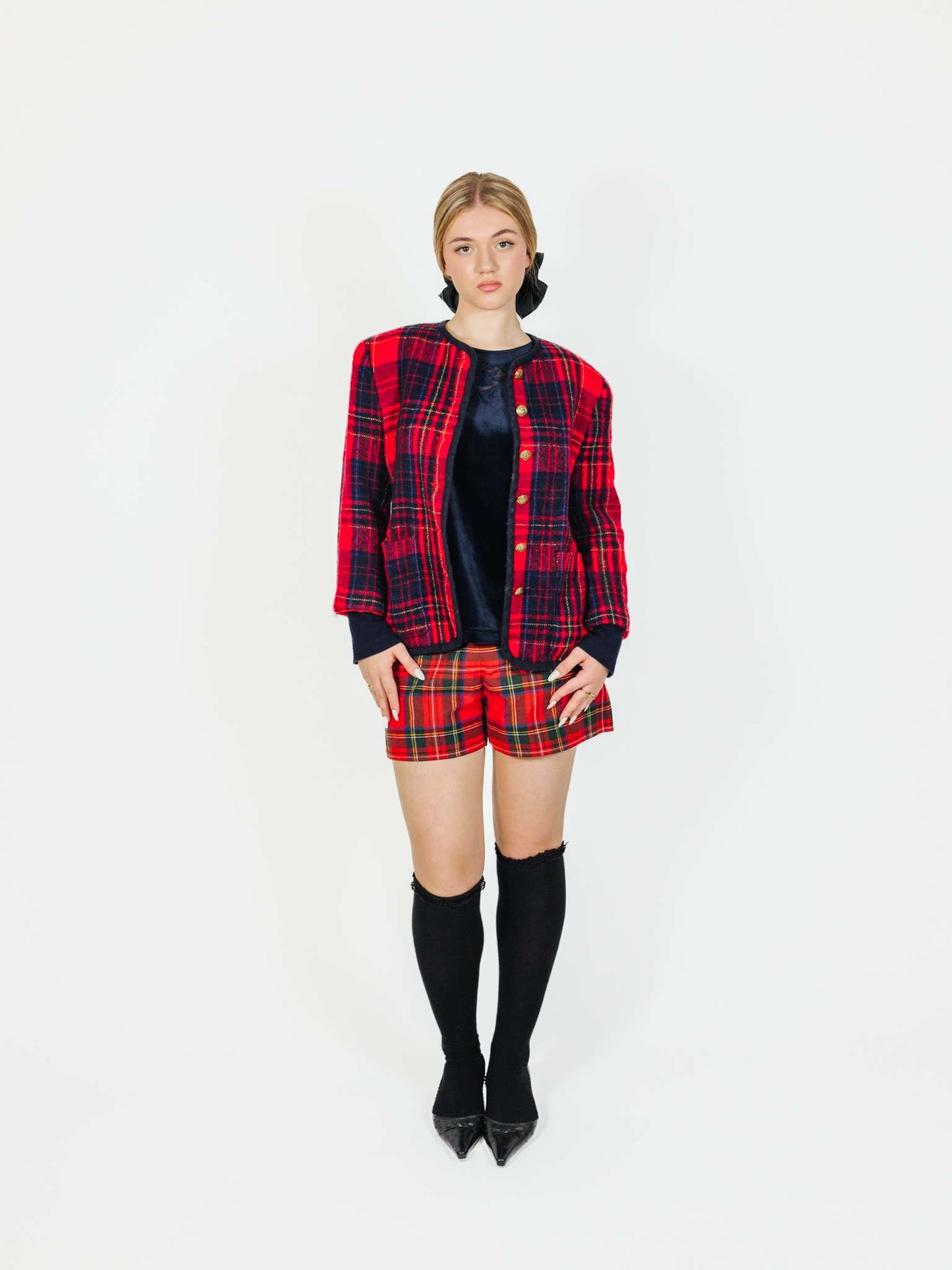 Vintage 90s Old Money Checkered Wool Jacket (It's giving Chanel)