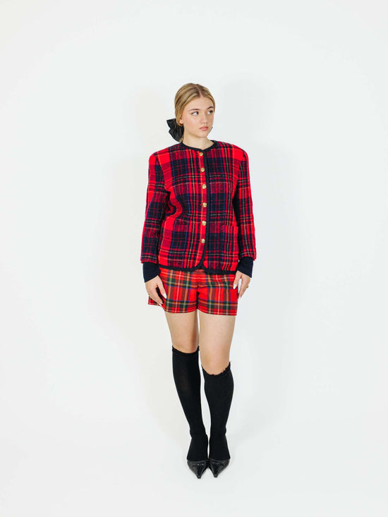 Vintage 90s Old Money Checkered Wool Jacket (It's giving Chanel)