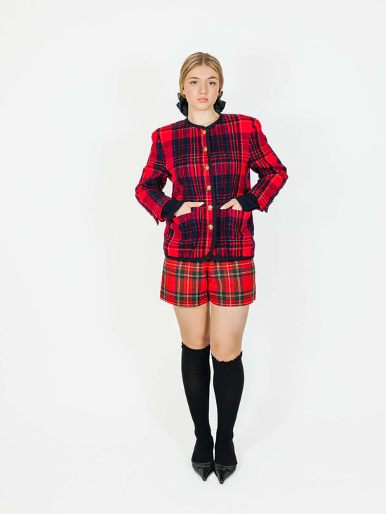 Vintage 90s Old Money Checkered Wool Jacket (It's giving Chanel)