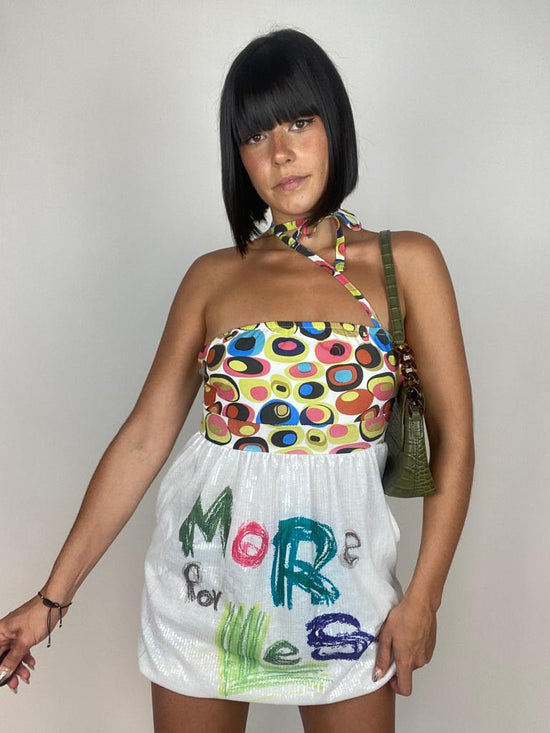Vintage 00s Desigual Asymmetric Sequins Mini Dress