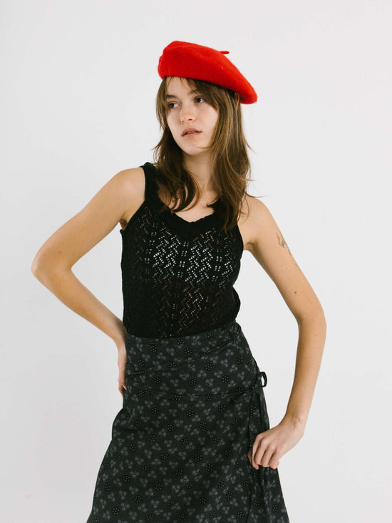 Vintage 90s French Girl Dots Midi Skirt