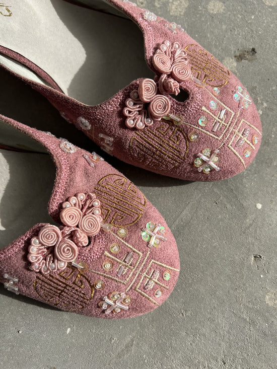 Vintage Late 90s Oriental Mules With Beads