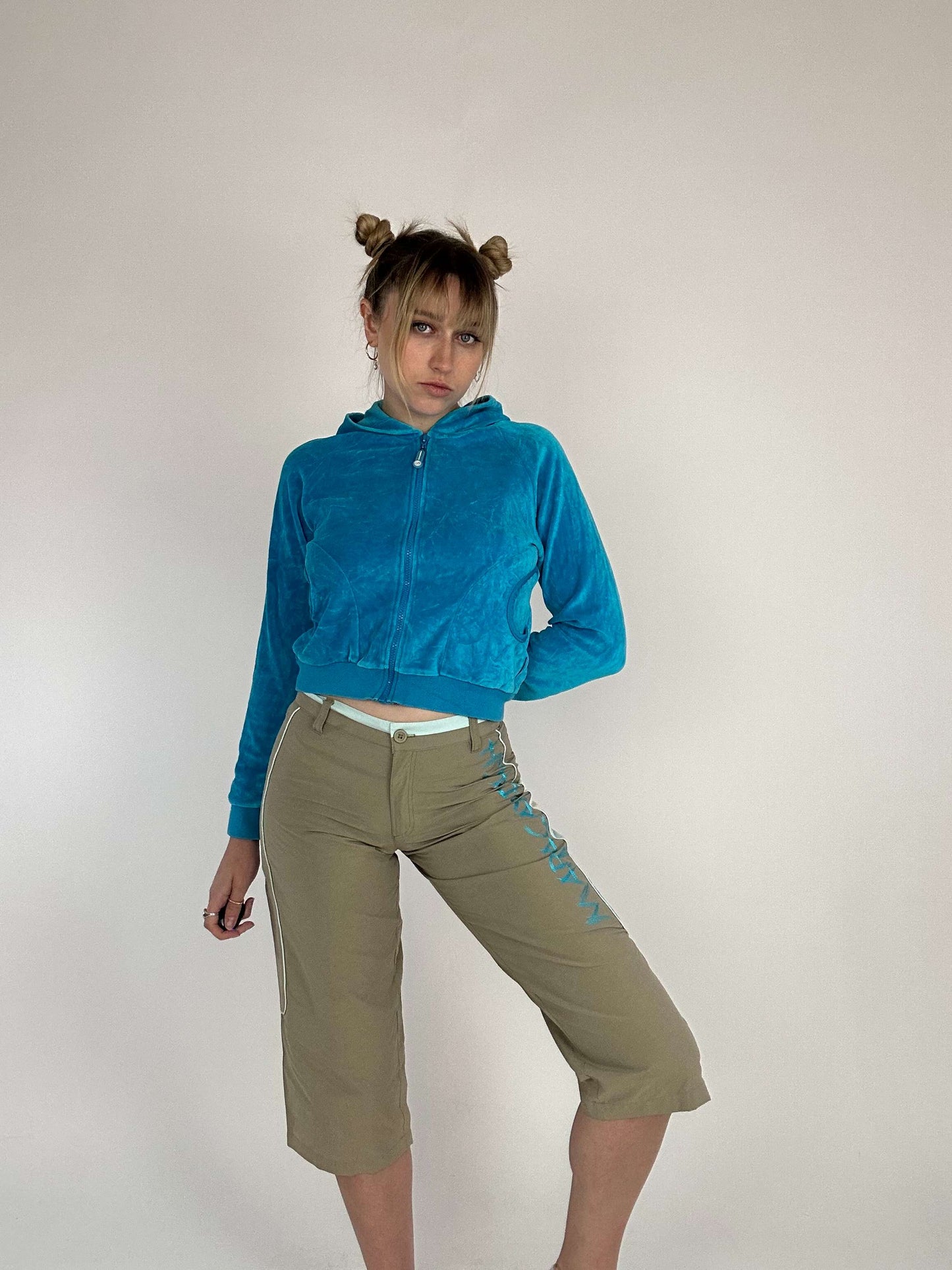 Vintage Y2K Capri Pants With Embroidered Letters