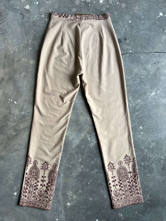 Vintage 90s Mom Fit Elastic Pants With Ethnic Details