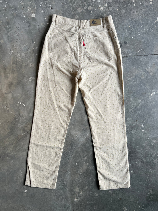Vintage 90s Mom Fit Linen Pants With Flowers