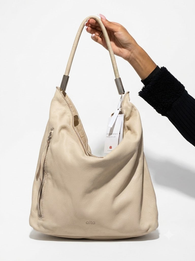 Vintage 00s Hobo Style White Maxi Bag
