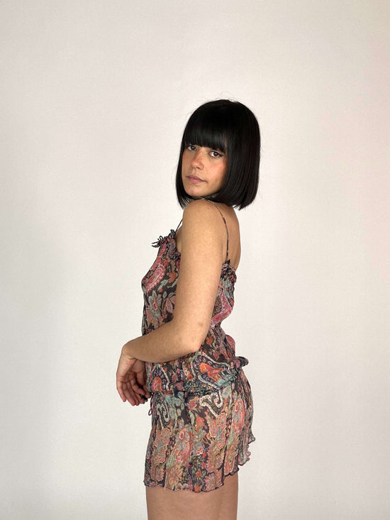 Vintage 00s Boho Paisley See-Though Dress