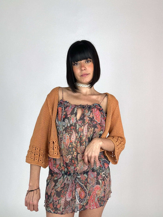Vintage 00s Boho Paisley See-Though Dress